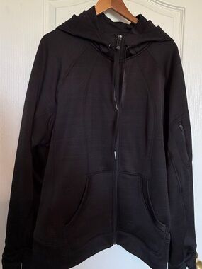 90 Degree By Reflex Black Full-Zip Hooded Athleisure Jacket